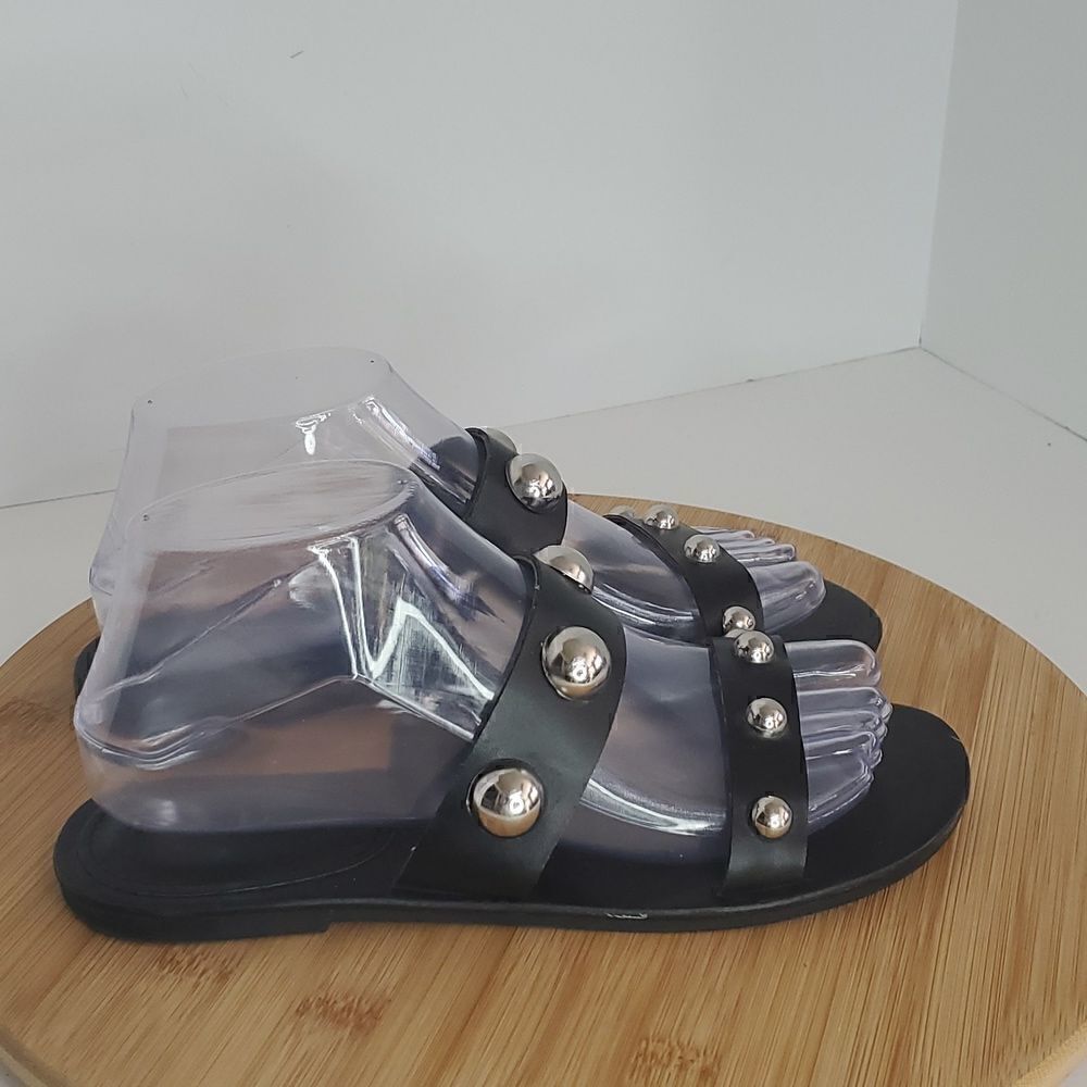 Marc Fisher Barrica Black Studded Slide Sandals Women's Shoe Size 7 M